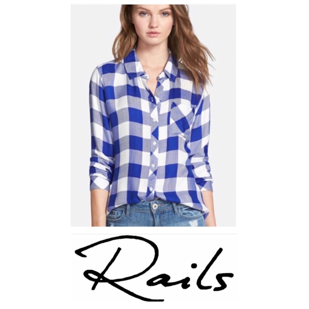 Rails Blue Buffalo Check Button Down Long Sleeve … - image 1